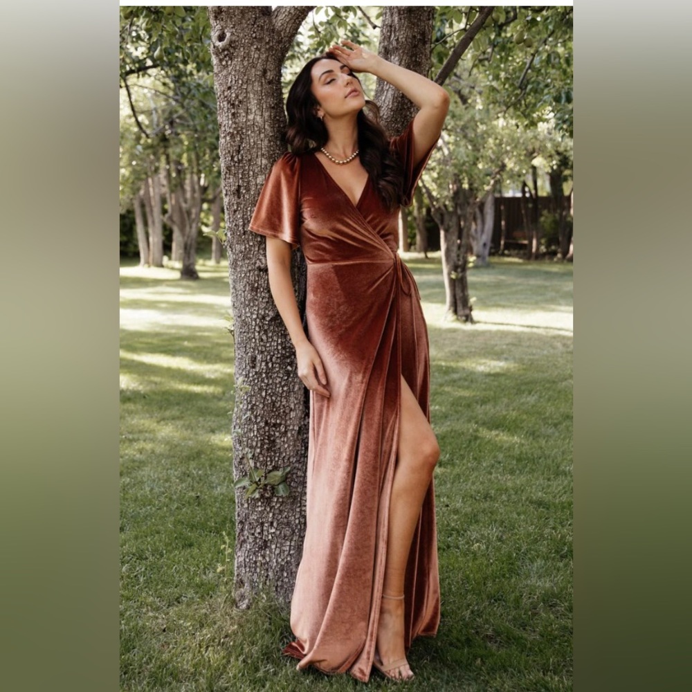 Meghan Velvet Wrap Maxi Dress-Spice- Baltic Born